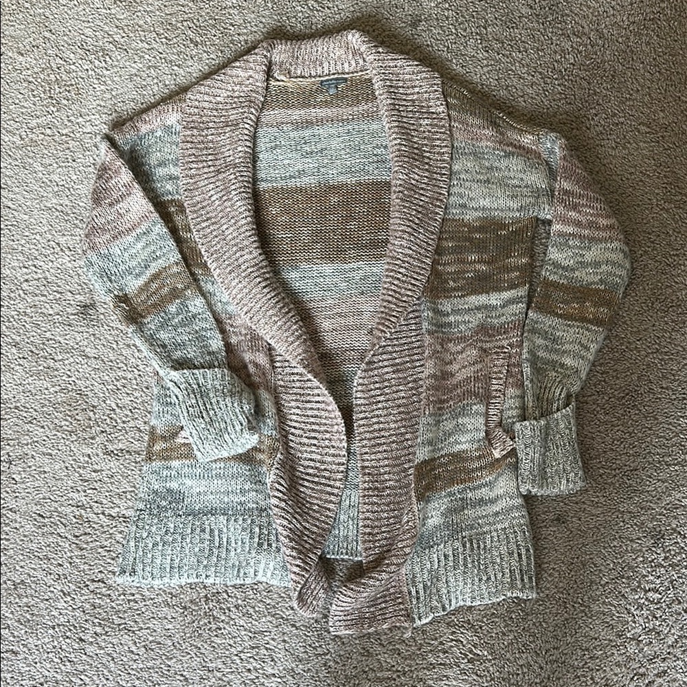 Charlotte Russe Cream and Brown Cardigan Sweater Size XS
